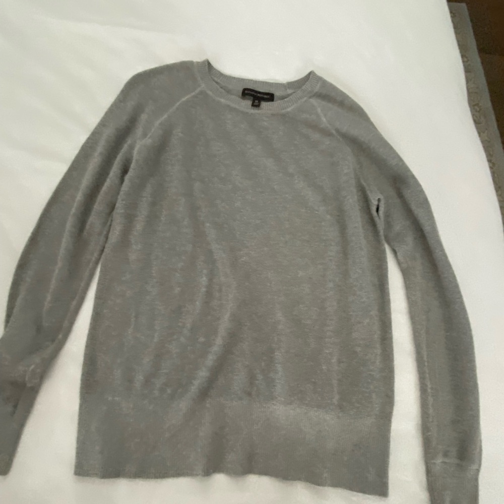 Grey crew sweater with mesh like weave